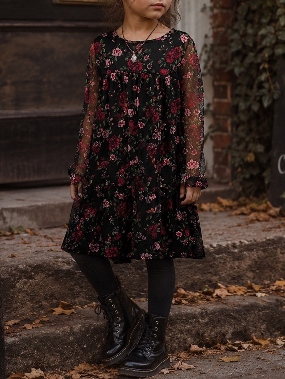 Old Navy Sheer Mesh Midnight Floral Dress Size 5 Romantic Grunge Dainty Ethereal